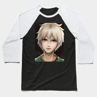 White Hair Anime Boy Baseball T-Shirt